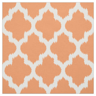 White Quatrefoil Ikat & Custom Orange Background Fabric