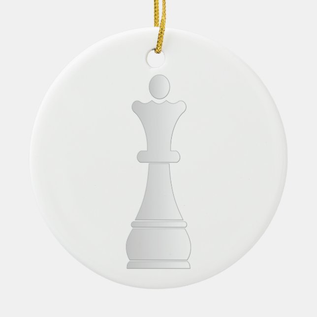 White queen chess piece ceramic tree decoration (Front)