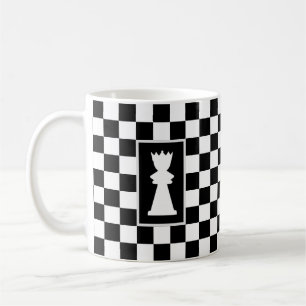 White Queen on Black & White Chess Coffee Mug
