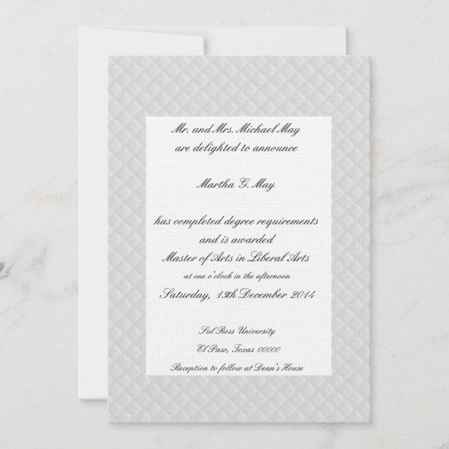 White Quilted Leather Bordered Graduation Cards (Front)