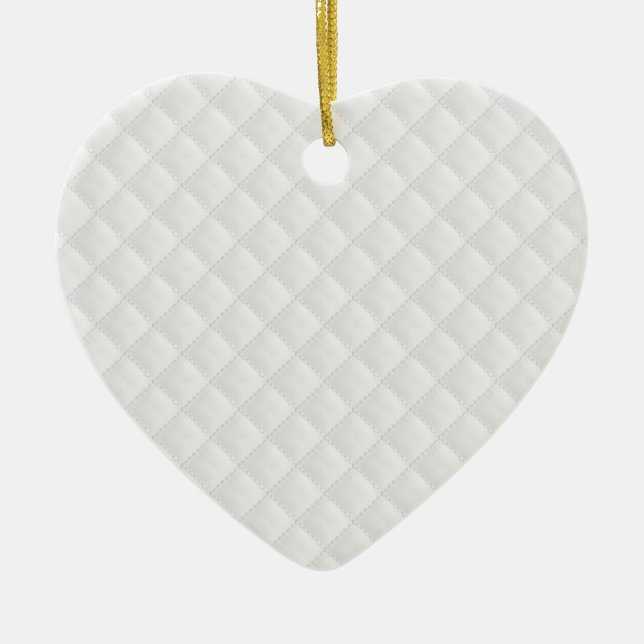 White Quilted Leather Ceramic Tree Decoration (Front)