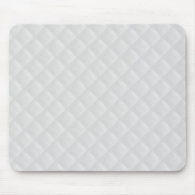 White Quilted Leather Mouse Pad (Front)