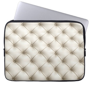 White Quilted Leather Pattern Laptop Sleeve