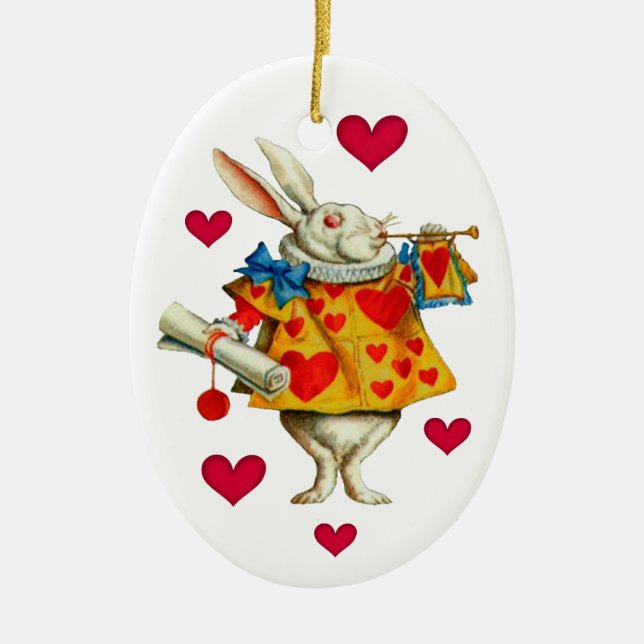 White Rabbit 1 Ceramic Tree Decoration (Front)