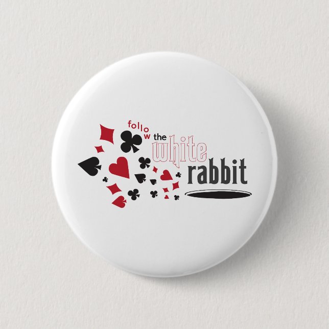 White Rabbit 6 Cm Round Badge (Front)