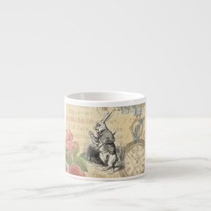 White Rabbit Alice Adventures Wonderland Art Espresso Cup