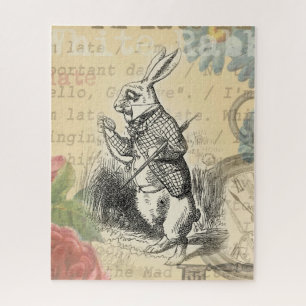 White Rabbit Alice Adventures Wonderland Art Jigsaw Puzzle