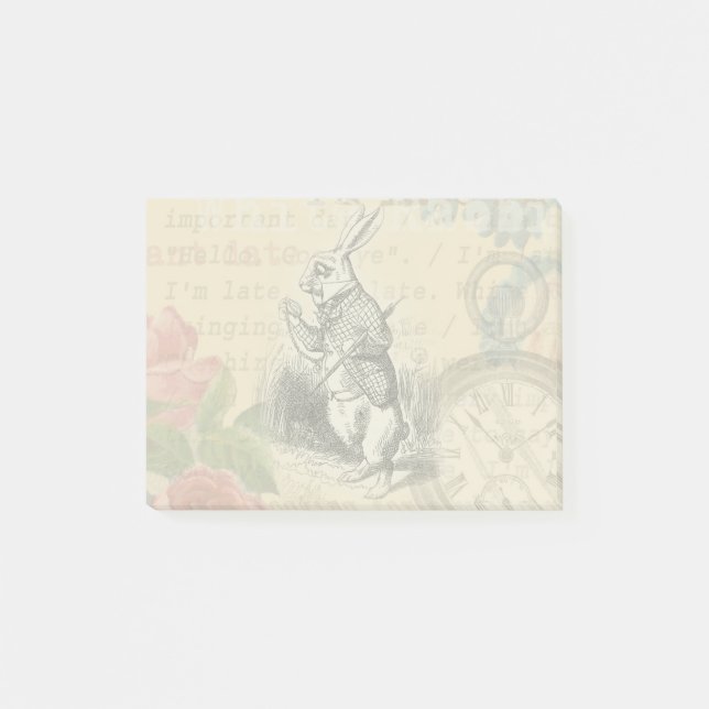 White Rabbit Alice Adventures Wonderland Art Post-it Notes (Front)