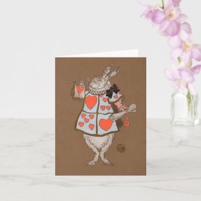 White Rabbit Alice Art Greeting Card – Whimsical (Orchid)