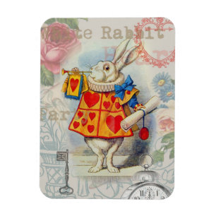 White Rabbit Alice Artwork Wonderland Art Magnet