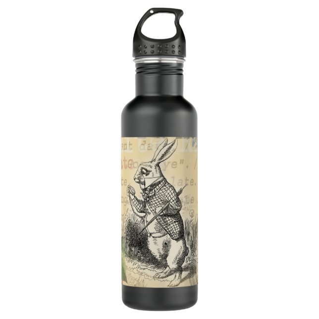 White Rabbit Alice in Wonderland Art 710 Ml Water Bottle (Front)