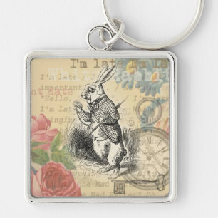 White Rabbit Alice in Wonderland Art Key Ring