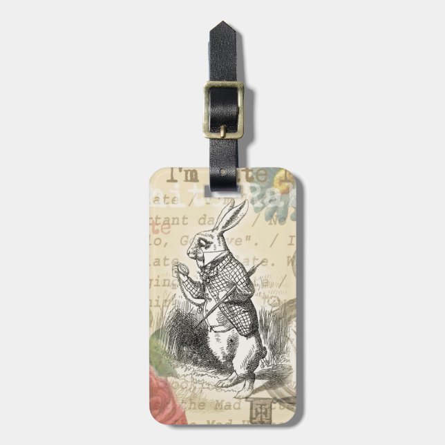 White Rabbit Alice in Wonderland Art Luggage Tag (Front Vertical)