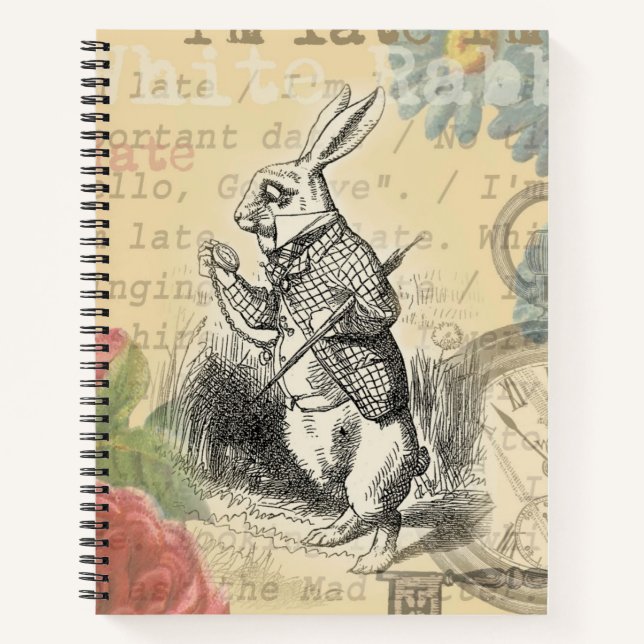 White Rabbit Alice in Wonderland Art Notebook (Front)