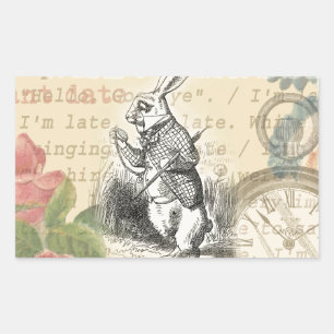 White Rabbit Alice in Wonderland Art Rectangular Sticker