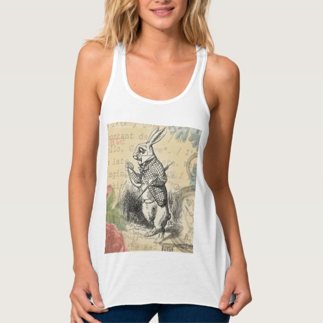 White Rabbit Alice in Wonderland Art Singlet (Front)