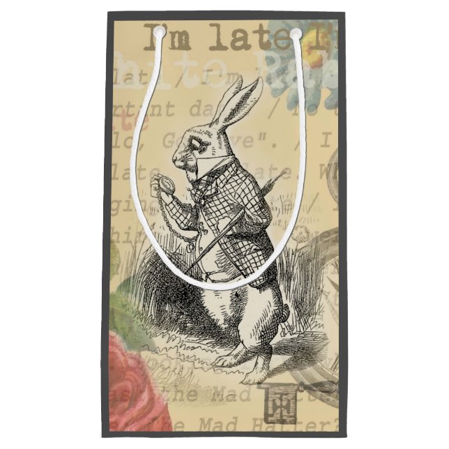 White Rabbit Alice in Wonderland Art Small Gift Bag (Front)