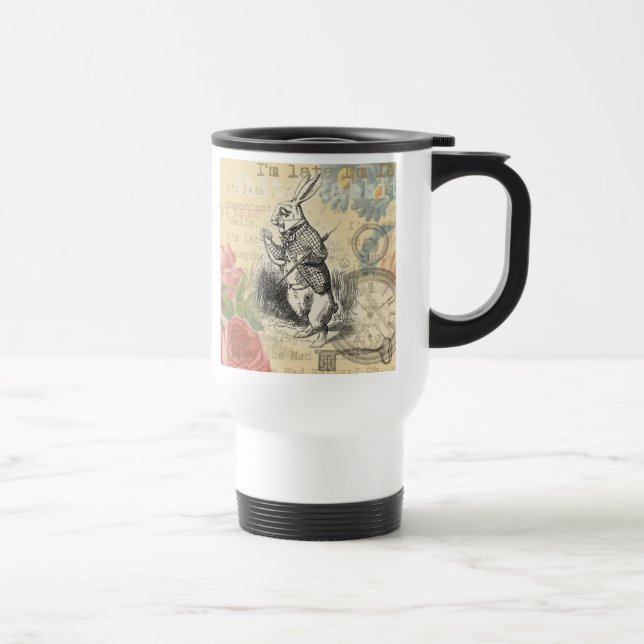 White Rabbit Alice in Wonderland Art Travel Mug (Right)