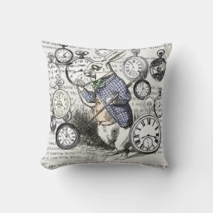 White Rabbit Alice in Wonderland Clocks Cushion