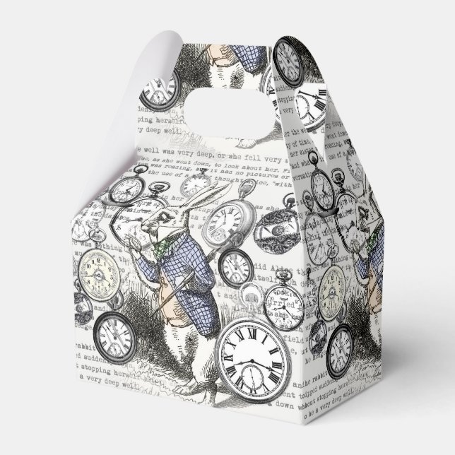White Rabbit Alice in Wonderland Clocks Favour Box (Front Side)