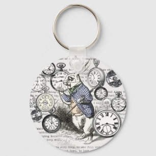 White Rabbit Alice in Wonderland Clocks Key Ring