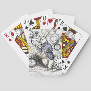 White Rabbit Alice in Wonderland Clocks Playing Cards
