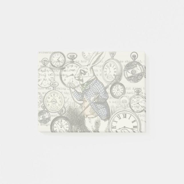 White Rabbit Alice in Wonderland Clocks Post-it Notes (Front)