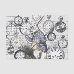 White Rabbit Alice in Wonderland Clocks Tissue Paper