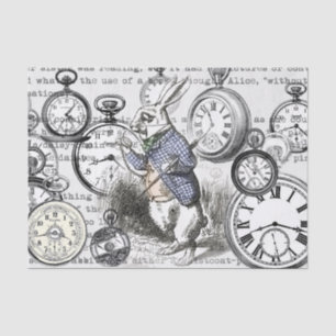 White Rabbit Alice in Wonderland Clocks Tissue Paper