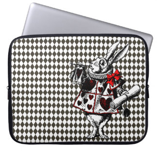 White Rabbit Alice in Wonderland Diamonds Laptop Sleeve
