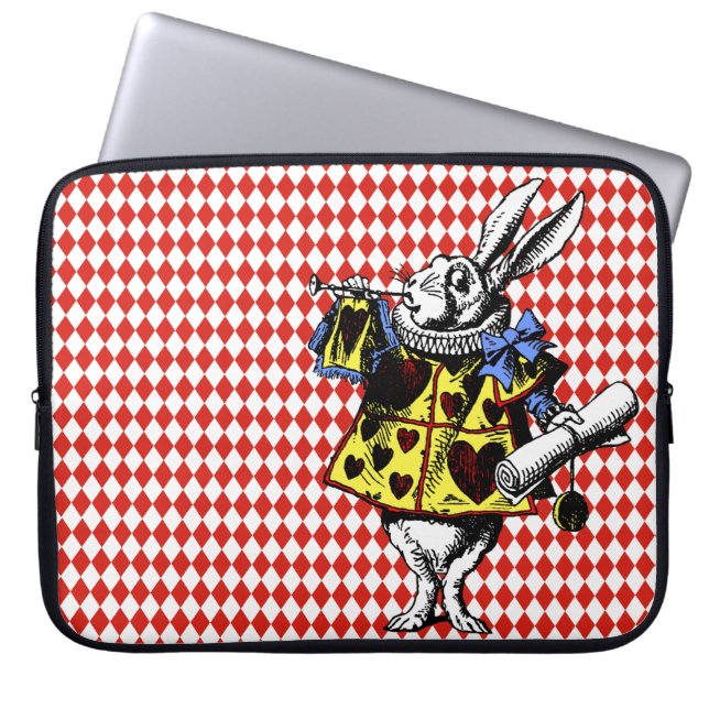 White Rabbit Alice in Wonderland Diamonds Laptop Sleeve (Front)
