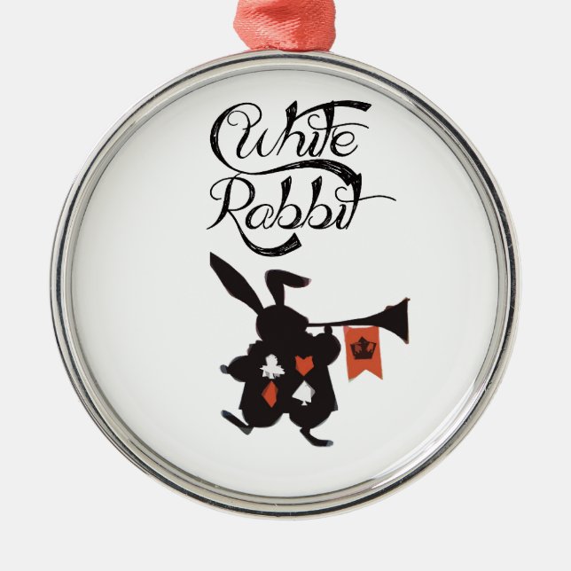 White Rabbit, Alice In Wonderland Metal Tree Decoration (Front)