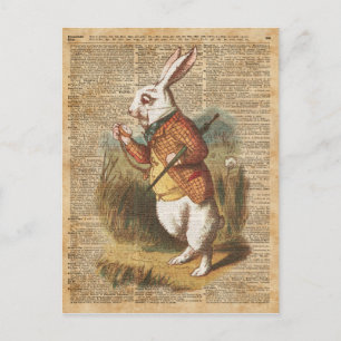 White Rabbit Alice in Wonderland Vintage Art Postcard