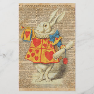 White Rabbit Alice in Wonderland Vintage Artwork Stationery