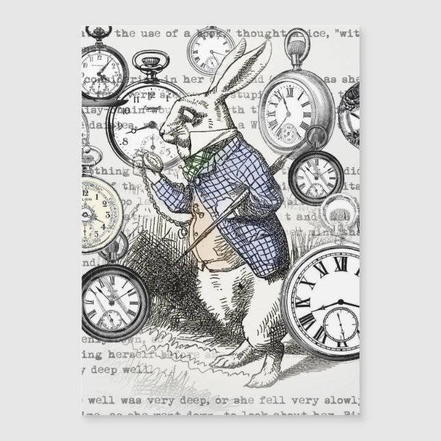 White Rabbit Alice Wonderland Clocks Art (Front)