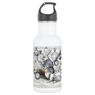 White Rabbit Alice Wonderland Clocks Art 532 Ml Water Bottle