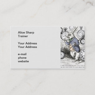 White Rabbit Alice Wonderland Clocks Art Business Card