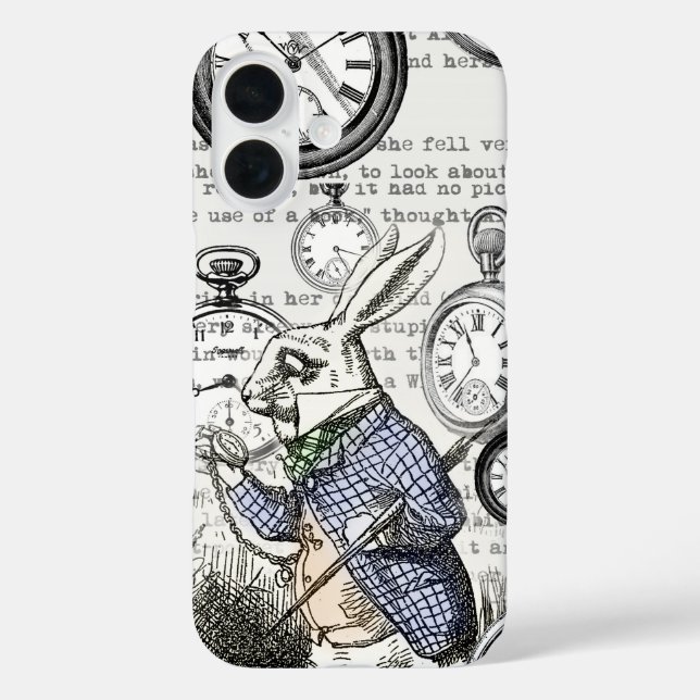 White Rabbit Alice Wonderland Clocks Art Case-Mate iPhone Case (Back)