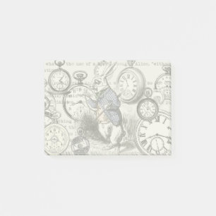 White Rabbit Alice Wonderland Clocks Art Post-it Notes