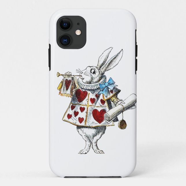 White Rabbit Alice Wonderland Hearts Case-Mate iPhone Case (Back)