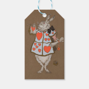 White Rabbit Alice Wonderland Hearts Gift Tags