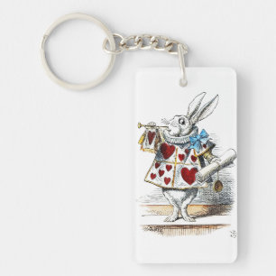 White Rabbit Alice Wonderland Hearts Key Ring