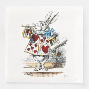White Rabbit Alice Wonderland Hearts Napkin