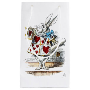 White Rabbit Alice Wonderland Hearts Small Gift Bag