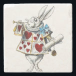 White Rabbit Alice Wonderland Hearts Stone Coaster<br><div class="desc">This is the classic character,  the White Rabbit,  in his suit of hearts as the herald of the Court of Hearts. From the orignal alice's adventures in Wonderland illustrated by John Tenniel.</div>