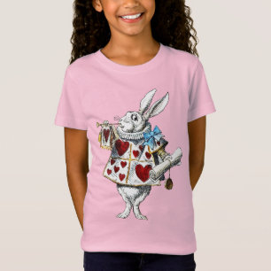 White Rabbit Alice Wonderland Hearts T-Shirt