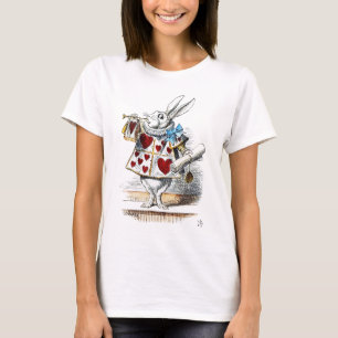 White Rabbit Alice Wonderland Hearts T-Shirt
