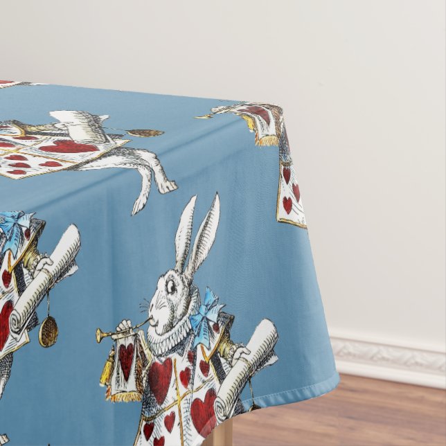 White Rabbit Alice Wonderland Hearts Tablecloth (In Situ)