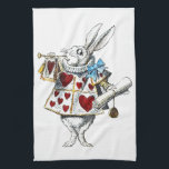 White Rabbit Alice Wonderland Hearts Tea Towel<br><div class="desc">This is the classic character,  the White Rabbit,  in his suit of hearts as the herald of the Court of Hearts. From the orignal alice's adventures in Wonderland illustrated by John Tenniel.</div>