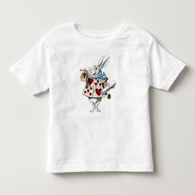 White Rabbit Alice Wonderland Hearts Toddler T-Shirt (Front)